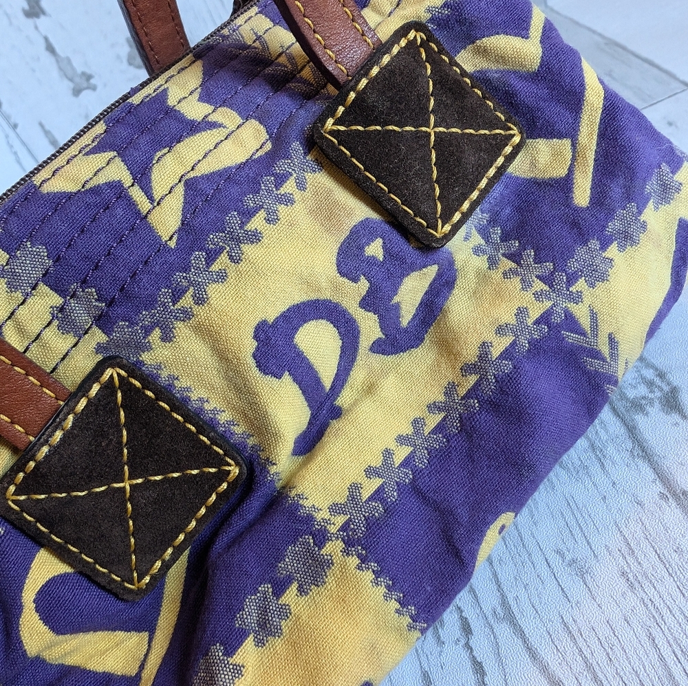 Patchwork Handbag With Brown Handles - image 6